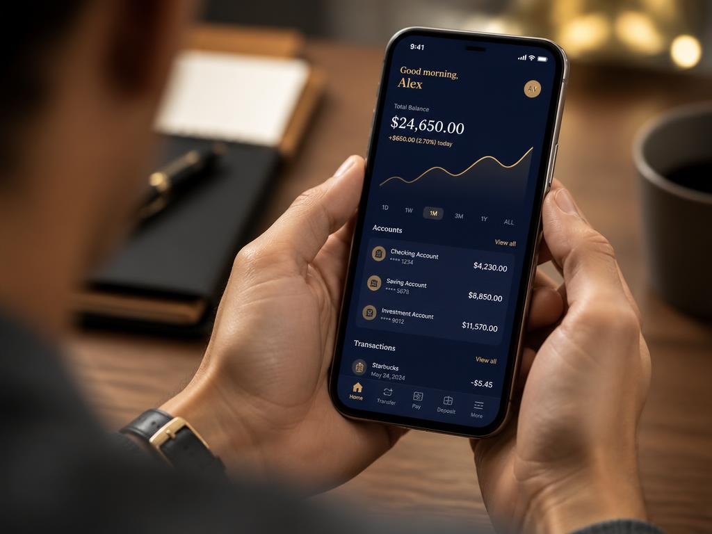 Customer checking account balances and transactions on the Fidelity Trust mobile app